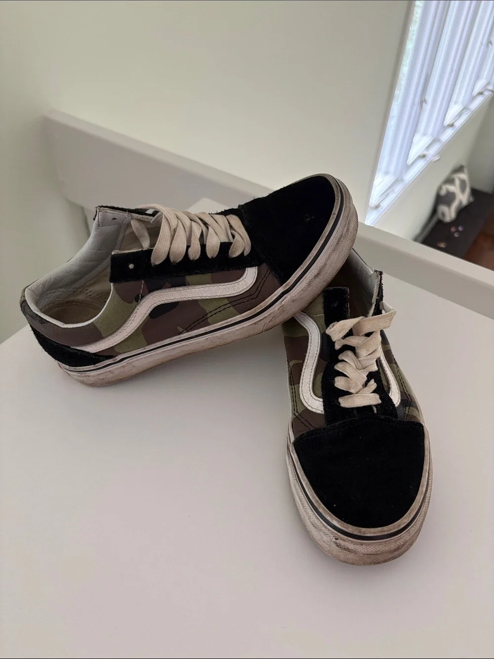 Vans Kids Old Skool Camo Black and Green Low-Top Sneakers